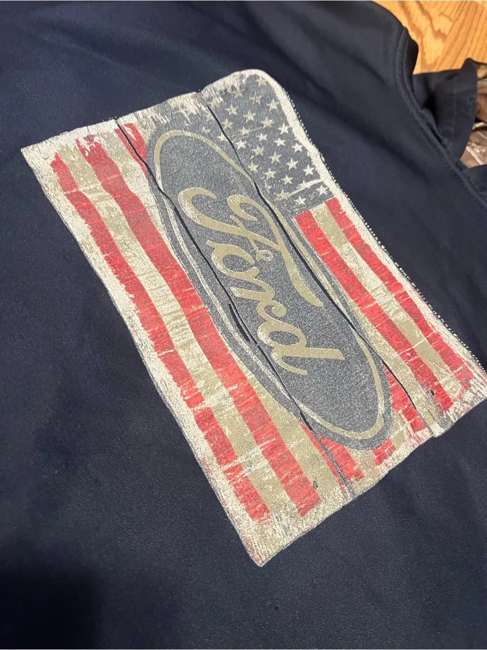 Ford Navy Hoodie with American Flag Patch